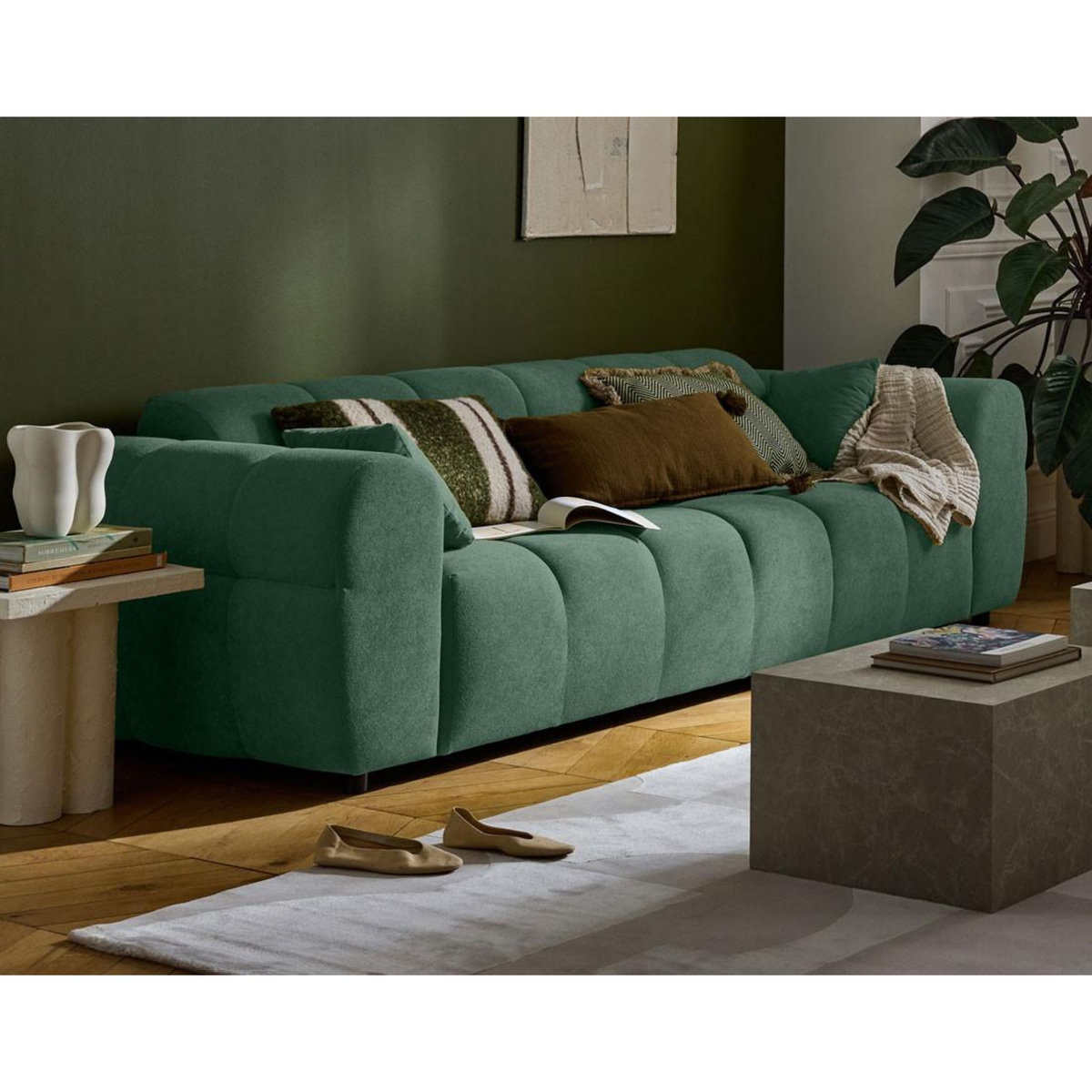 LISA DESIGN Ray - canapé droit 3 places en tissu texturé