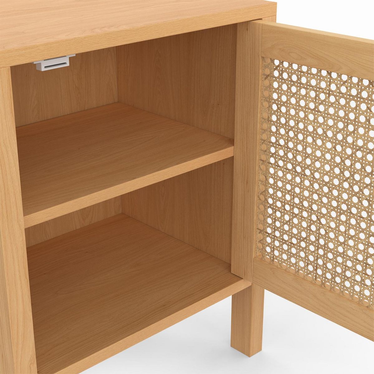 ID MARKET Lot de 2 tables de chevet EDHEN 1 porte cannage et bois