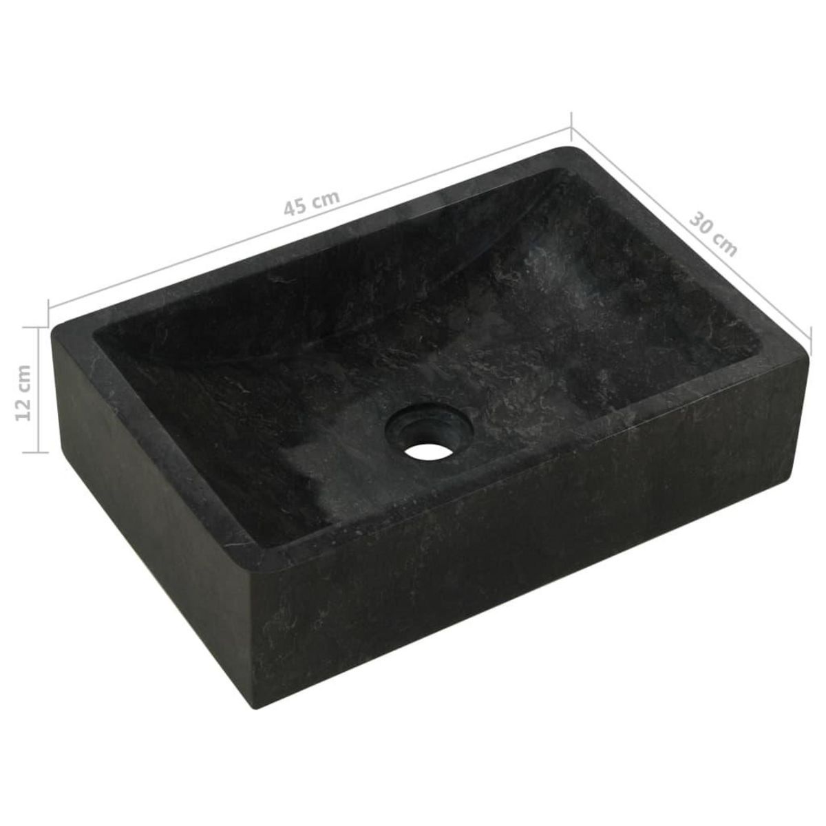 VIDAXL Lavabo 45x30x12 cm marbre noir brillant