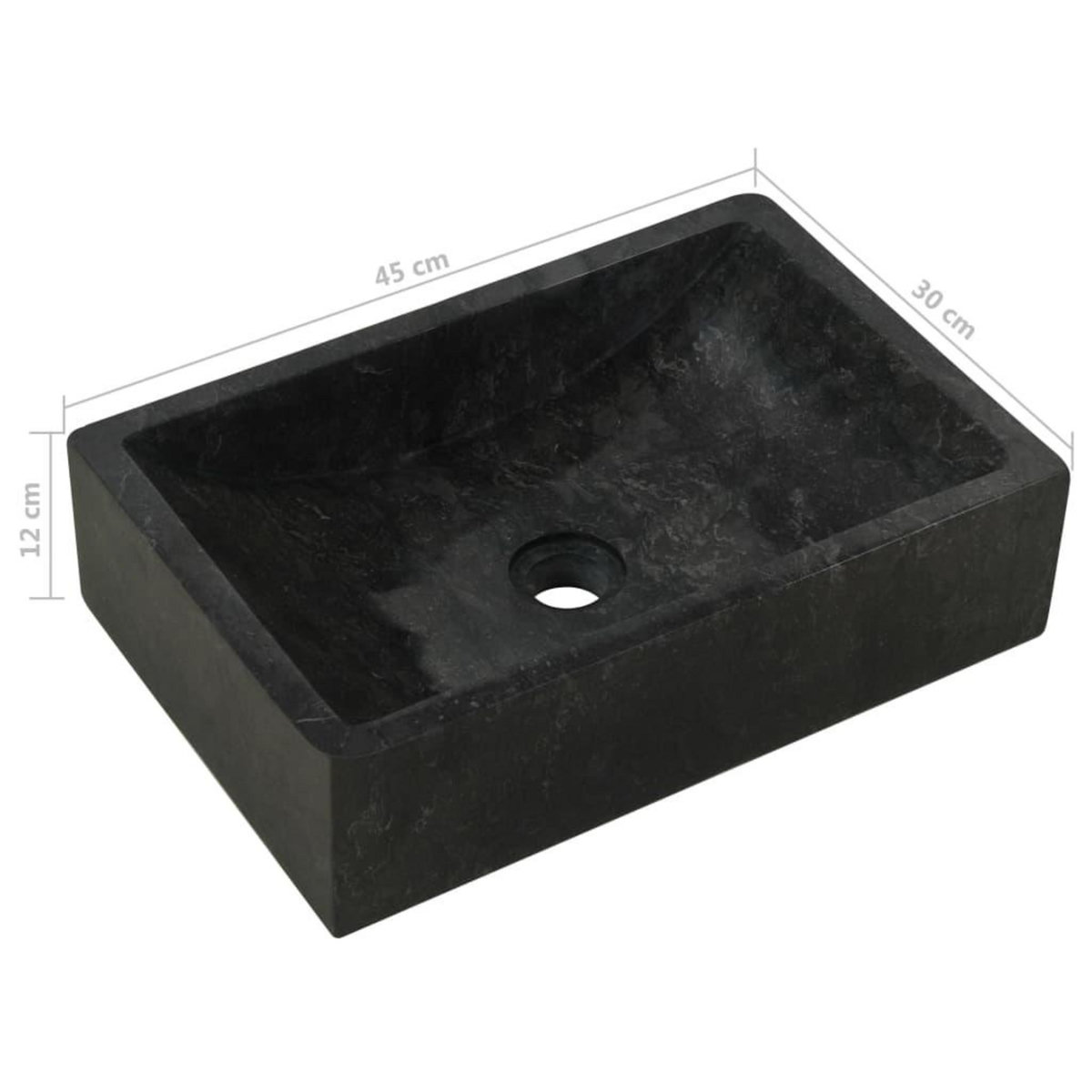 VIDAXL Lavabo 45x30x12 cm marbre noir brillant