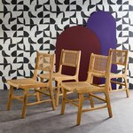 SWEEEK Lot de 4 chaises de jardin Ocara. cannage et bois. L 61 x 51 x 85cm