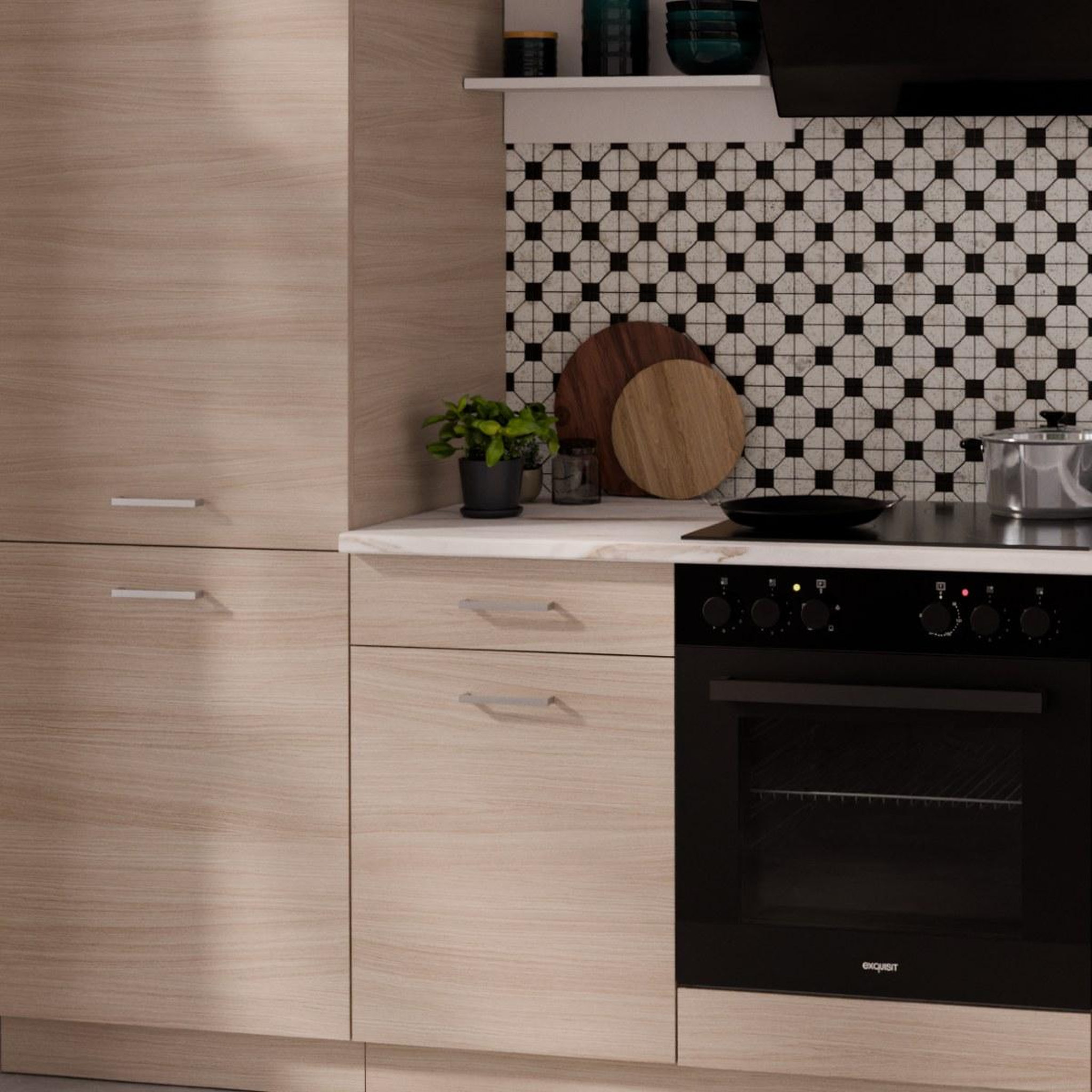 Voir la diapositive 3 : JLC KREATION Cuisine complète blanc et bois 270cm TIA