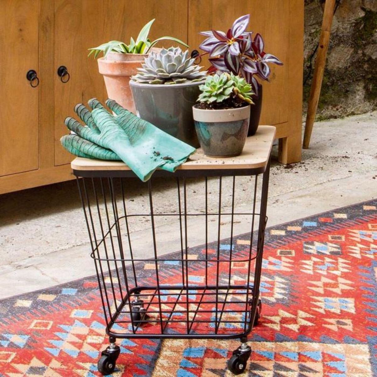 ATMOSPHERA Table Coffre Grillage  Jordi  43cm Noir