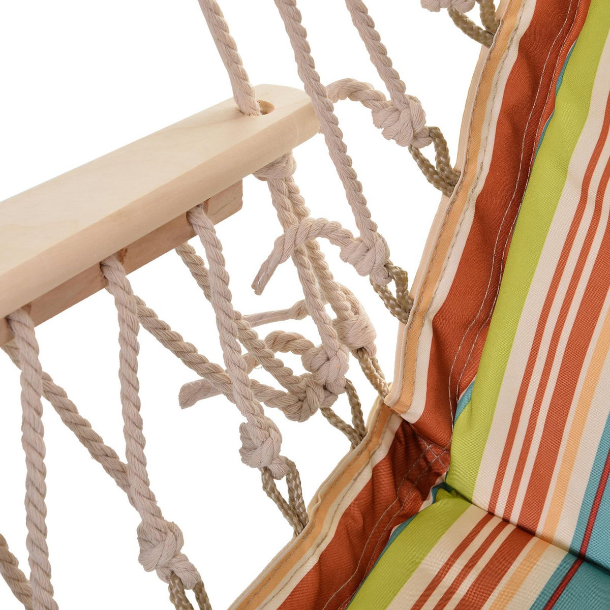 OUTSUNNY Chaise suspendue hamac de voyage respirant portable coton macramé polyester rayé multicolore