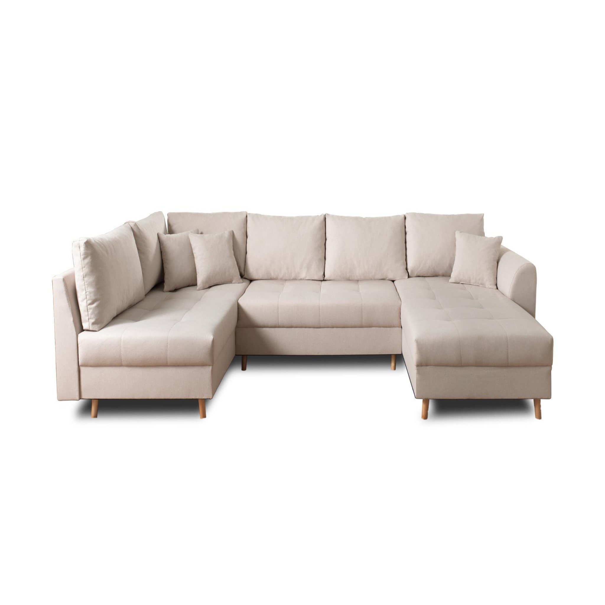 Voir la diapositive 6 : LISA DESIGN Rune - canapé panoramique avec pouf d'appoint - 7 places - style scandinave - gauche