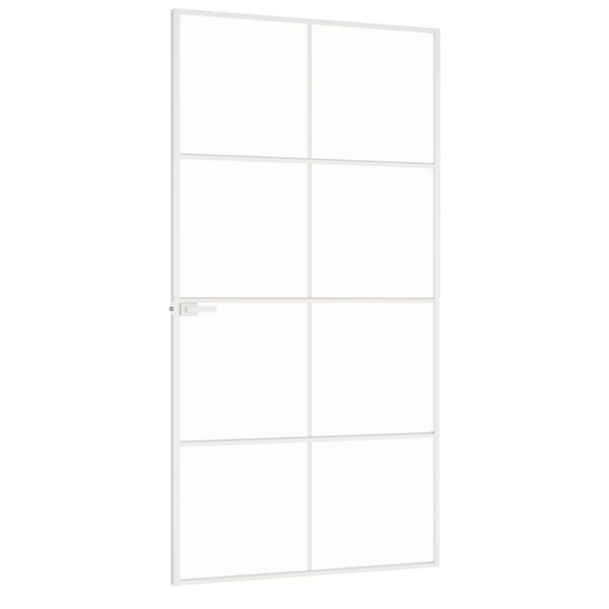VIDAXL Porte d'interieur Blanc 102x201,5 cm Trempe verre aluminium fin