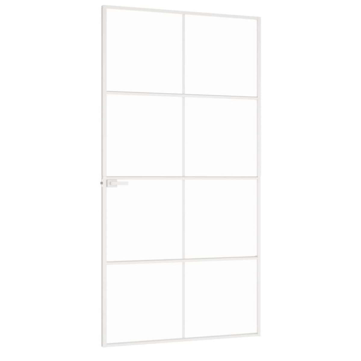VIDAXL Porte d'interieur Blanc 102x201,5 cm Trempe verre aluminium fin
