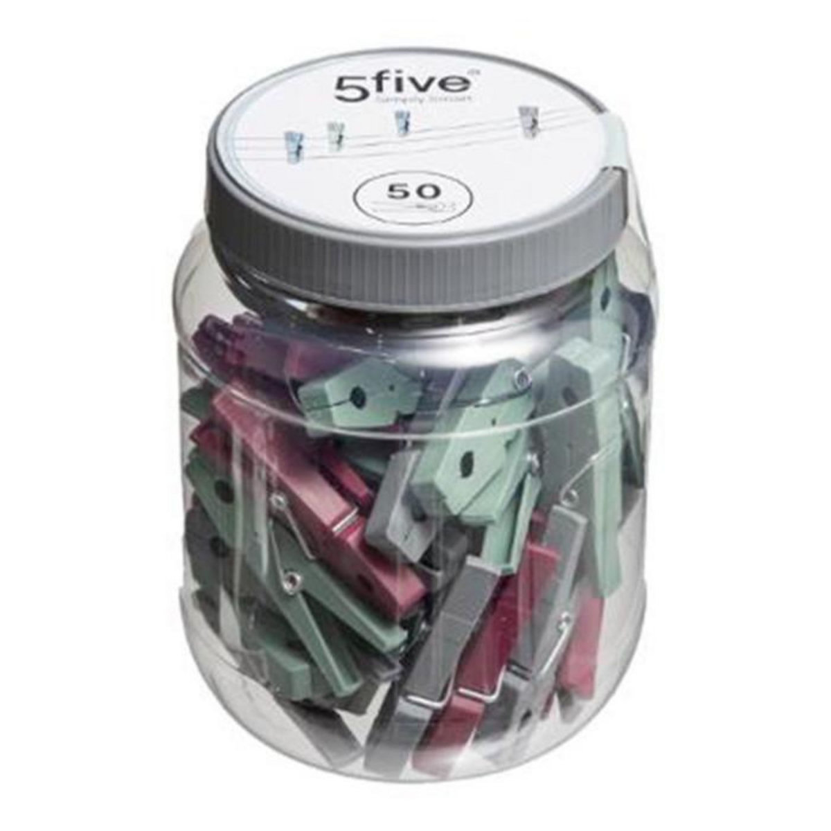 FIVE Boîte de 50 Pinces à Linge 7cm Multicolore