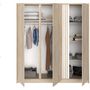 Voir la diapositive 5 : PARISOT Armoire de chambre - Chene - 3 portes - 185 x 52 x 203 cm - PARISOT