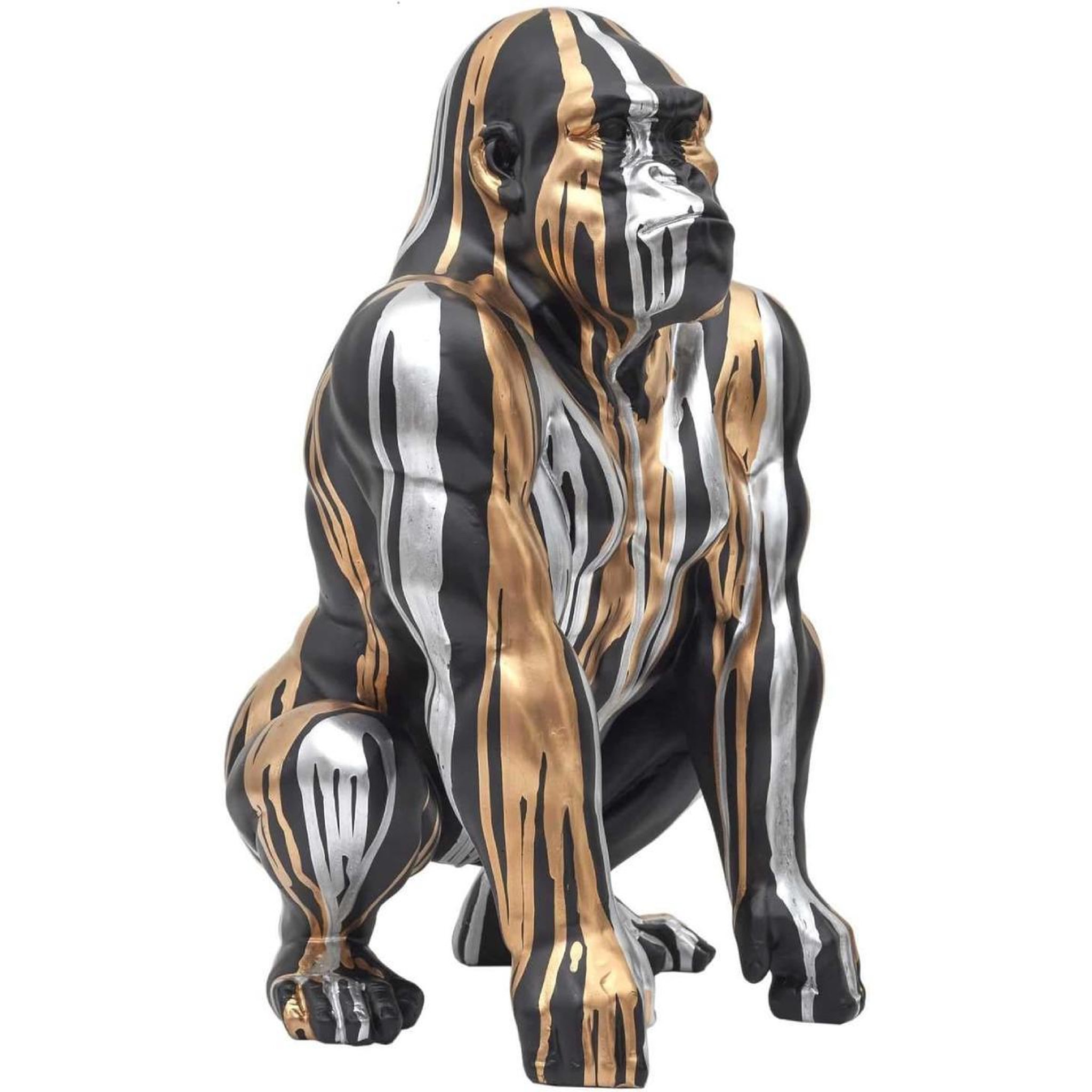 Voir la diapositive 2 : The Home Deco Factory Statuette déco gorille  coulure  45cm noir