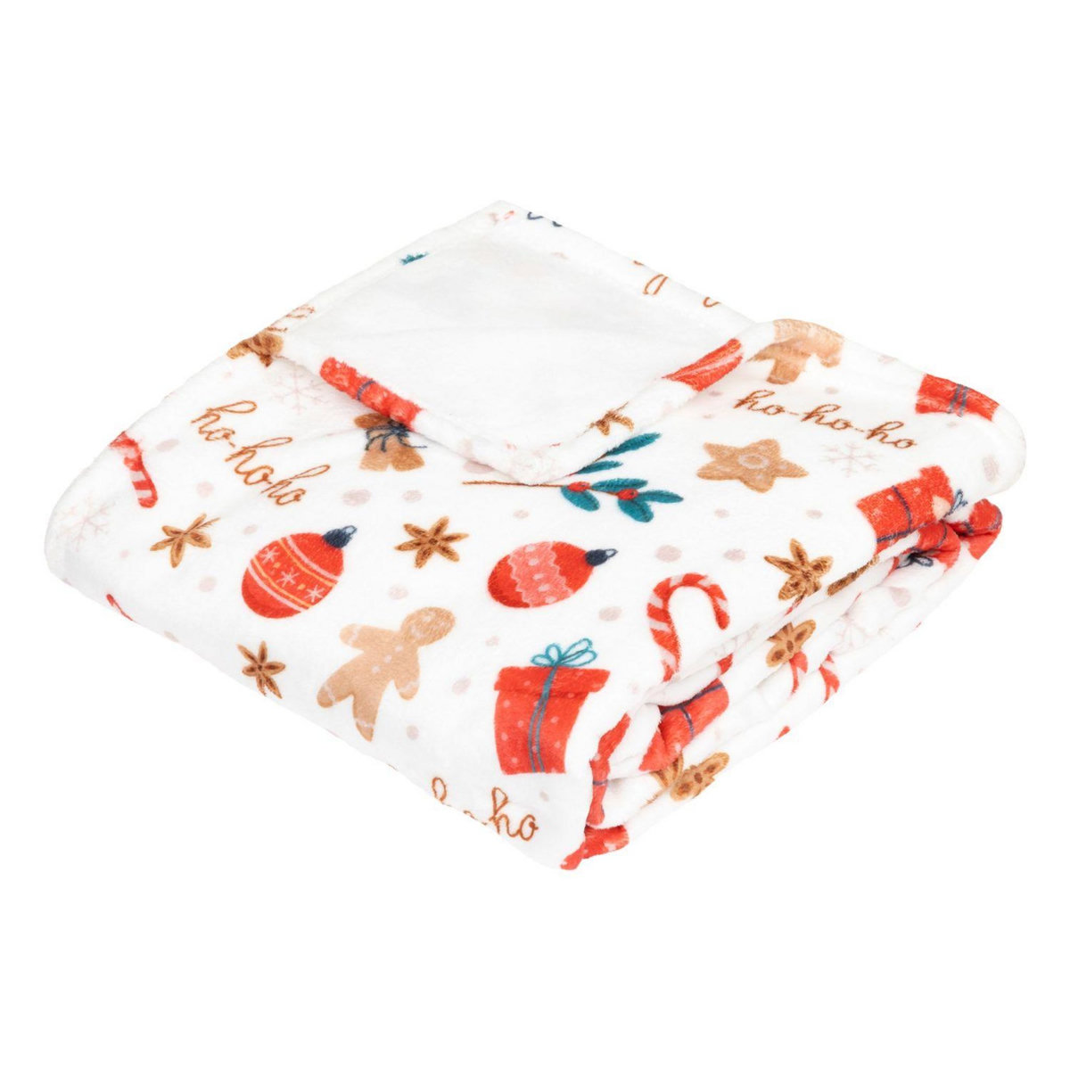 FEERIC LIGHT & CHRISTMAS Plaid de Noël motif pain d'épice - 130 x 180 cm - Rouge