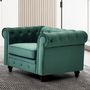 Voir la diapositive 3 : Paris Prix Fauteuil Design Velours  Chesterfield  111cm Vert