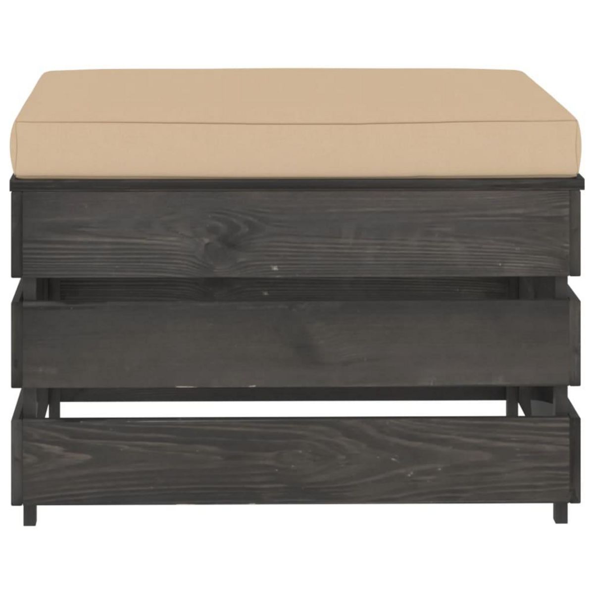 VIDAXL Pouf sectionnel avec coussin Bois impregne de gris