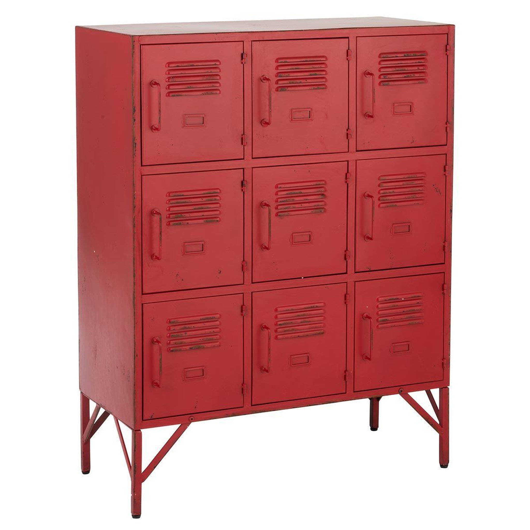 Voir la diapositive 1 : J-LINE Commode 9 portes en métal  pulgar  113cm rouge