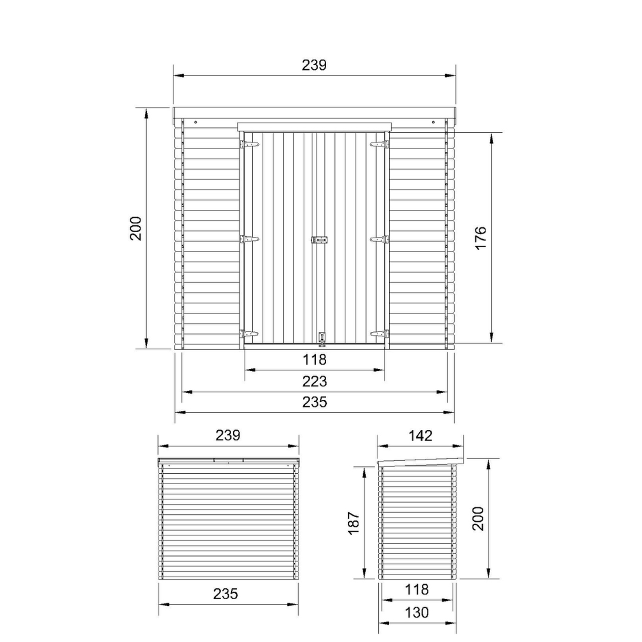 Voir la diapositive 6 : TIMBELA Abri de Jardin En Bois 2,63 m², Cabane de Jardin, Portes à Deux Battants, Sans Plancher M310C1