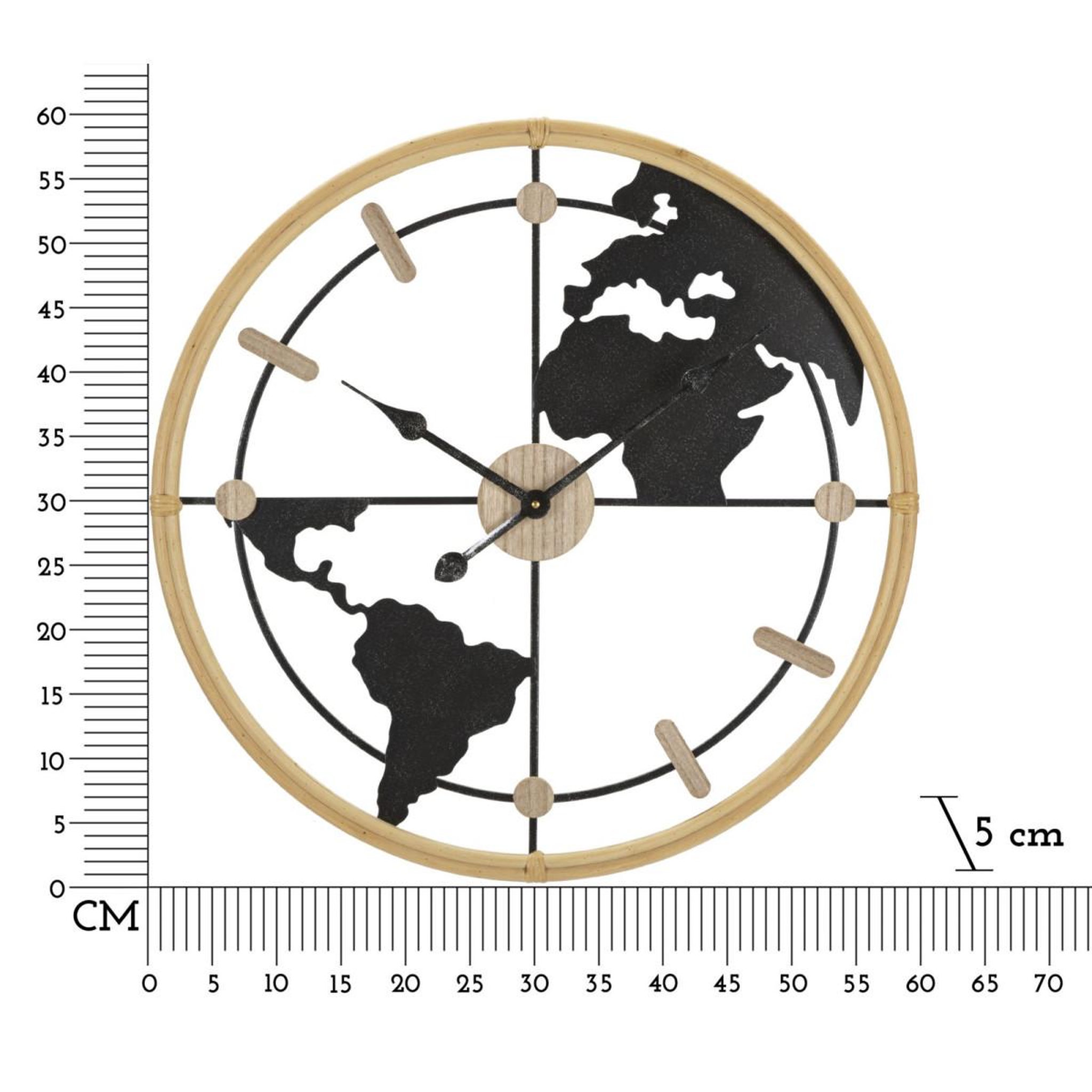 Voir la diapositive 6 : Paris Prix Horloge murale en métal  world  60cm noir & naturel