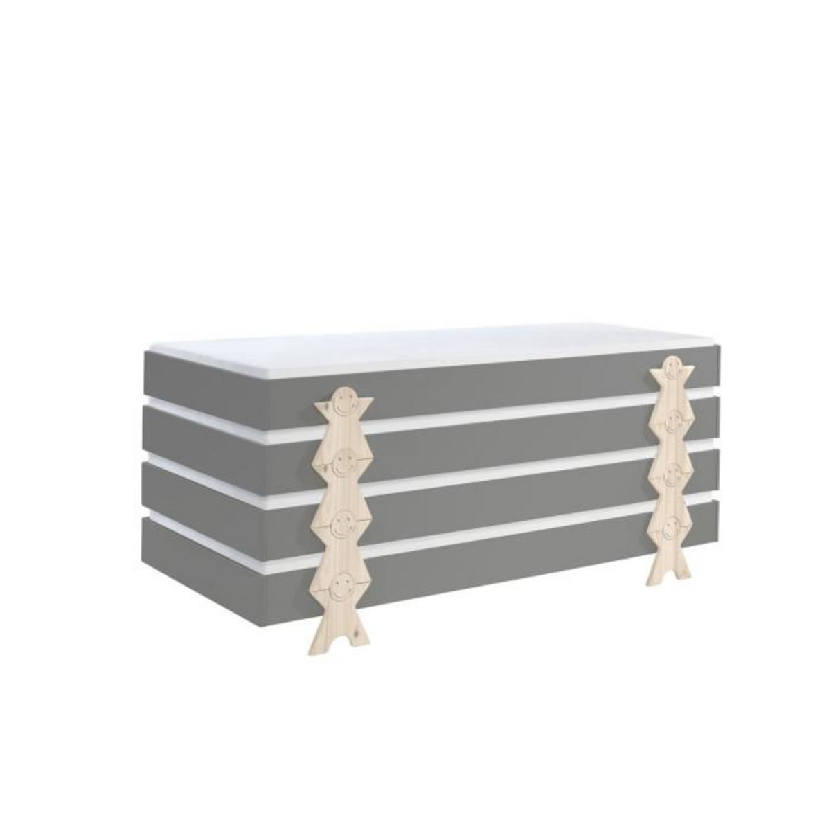 Paris Prix Lit Enfant en Bois  Modulo Smiley IV  90x200cm Gris