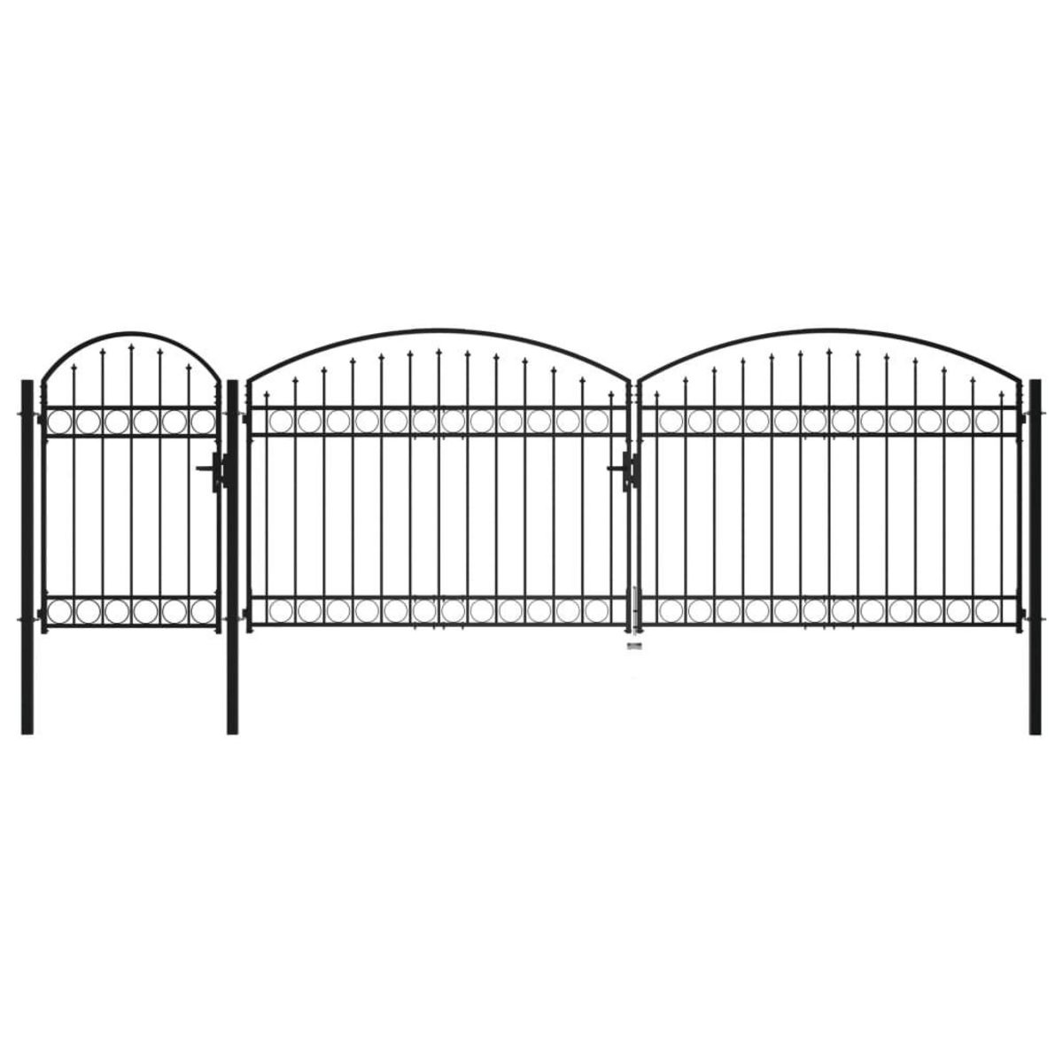 VIDAXL Portail de cloture de jardin avec dessus arque Acier 2x5 m Noir