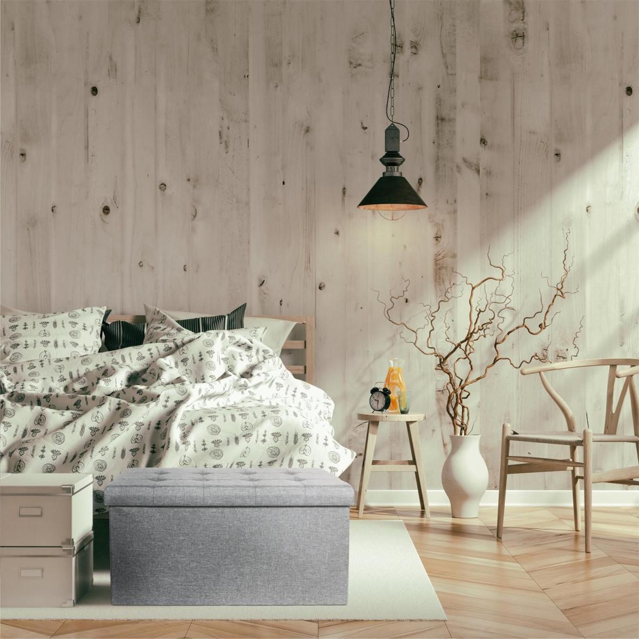 Voir la diapositive 2 : The Home Deco Factory Banquette coffre pliable  eliane  76cm gris clair