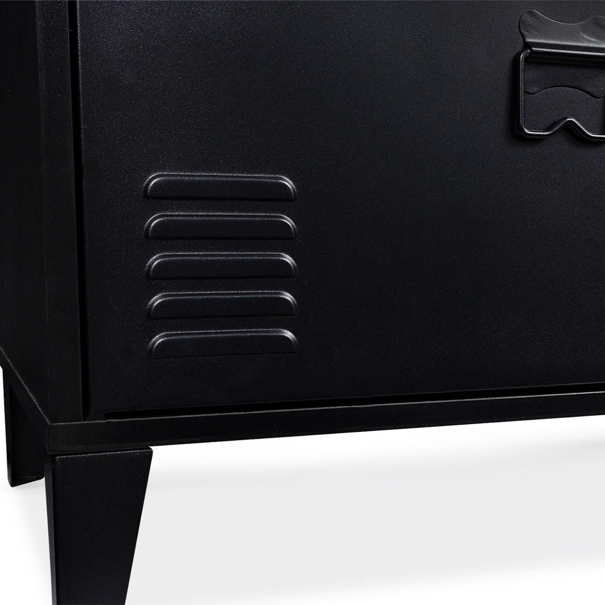 Voir la diapositive 6 : ID MARKET Buffet bas 140 cm ester 4 portes métal noir et plateau bois design industriel