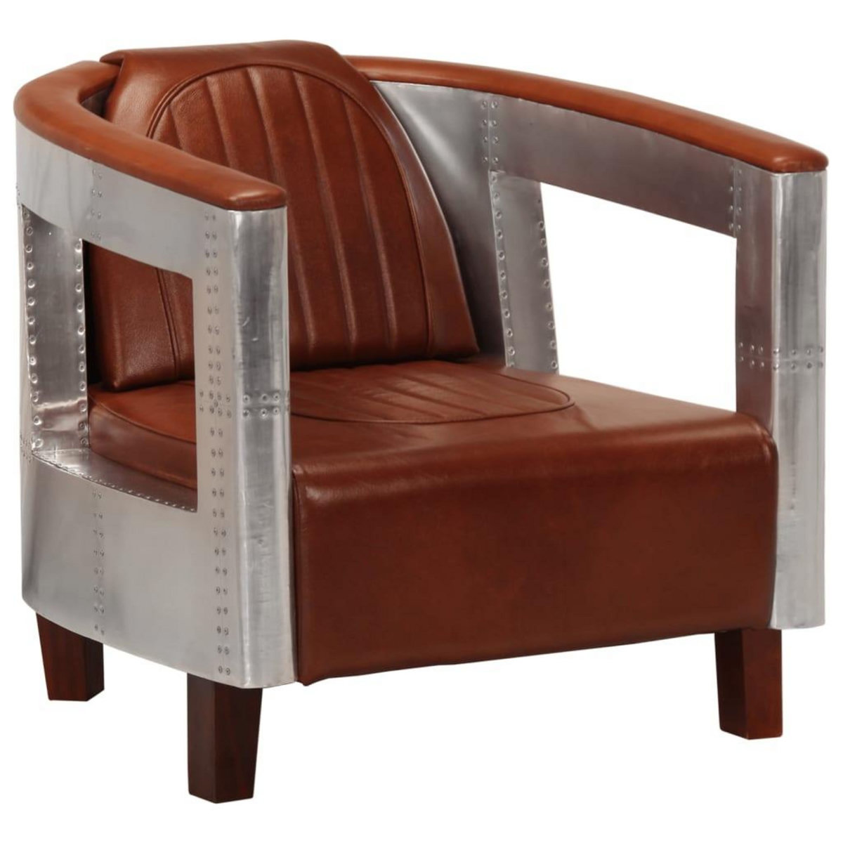 VIDAXL Fauteuil en style d'aviation marron cuir veritable