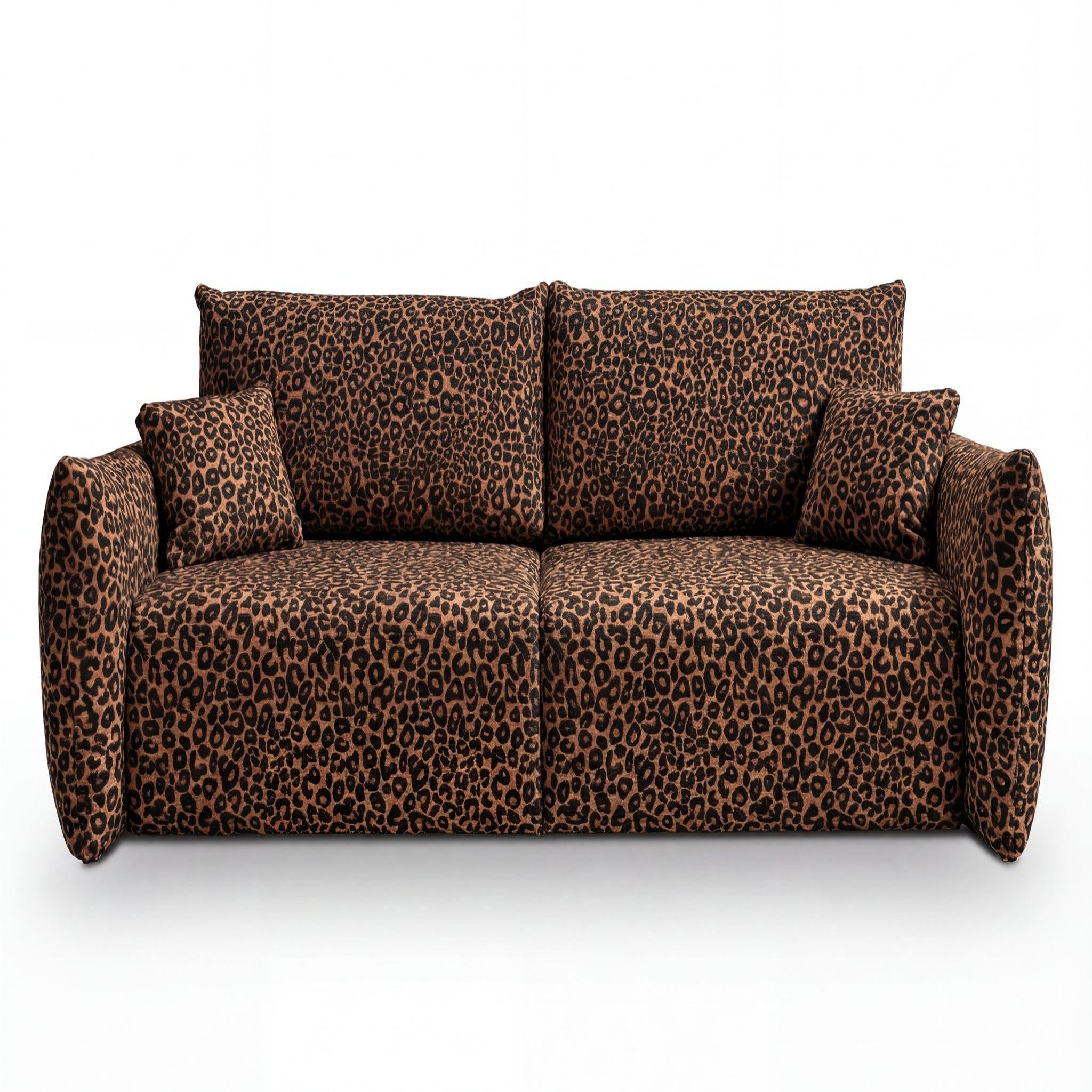 CASANOVA PARIS Elio - canapé droit convertible tissu imprimé animalier 3 places. Coloris disponibles : Beige, Marron, Noir, Blanc, Orange