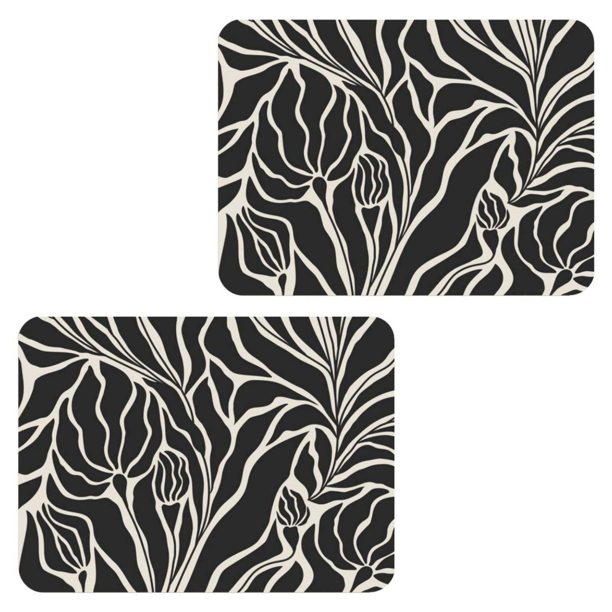 HABITABLE Lot de 2 sets de table LILITH - 28 x 43 cm - Noir et blanc