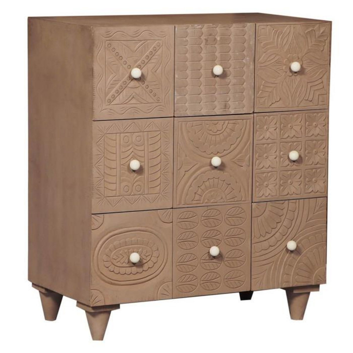 Paris Prix Commode Design 9 Tiroirs  Lanbo  95cm Marron