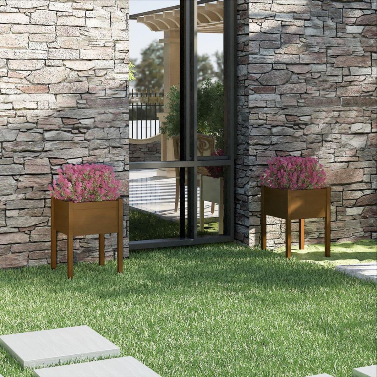 VIDAXL Jardinieres 2 pcs Marron miel 50x50x70 cm Bois de pin massif