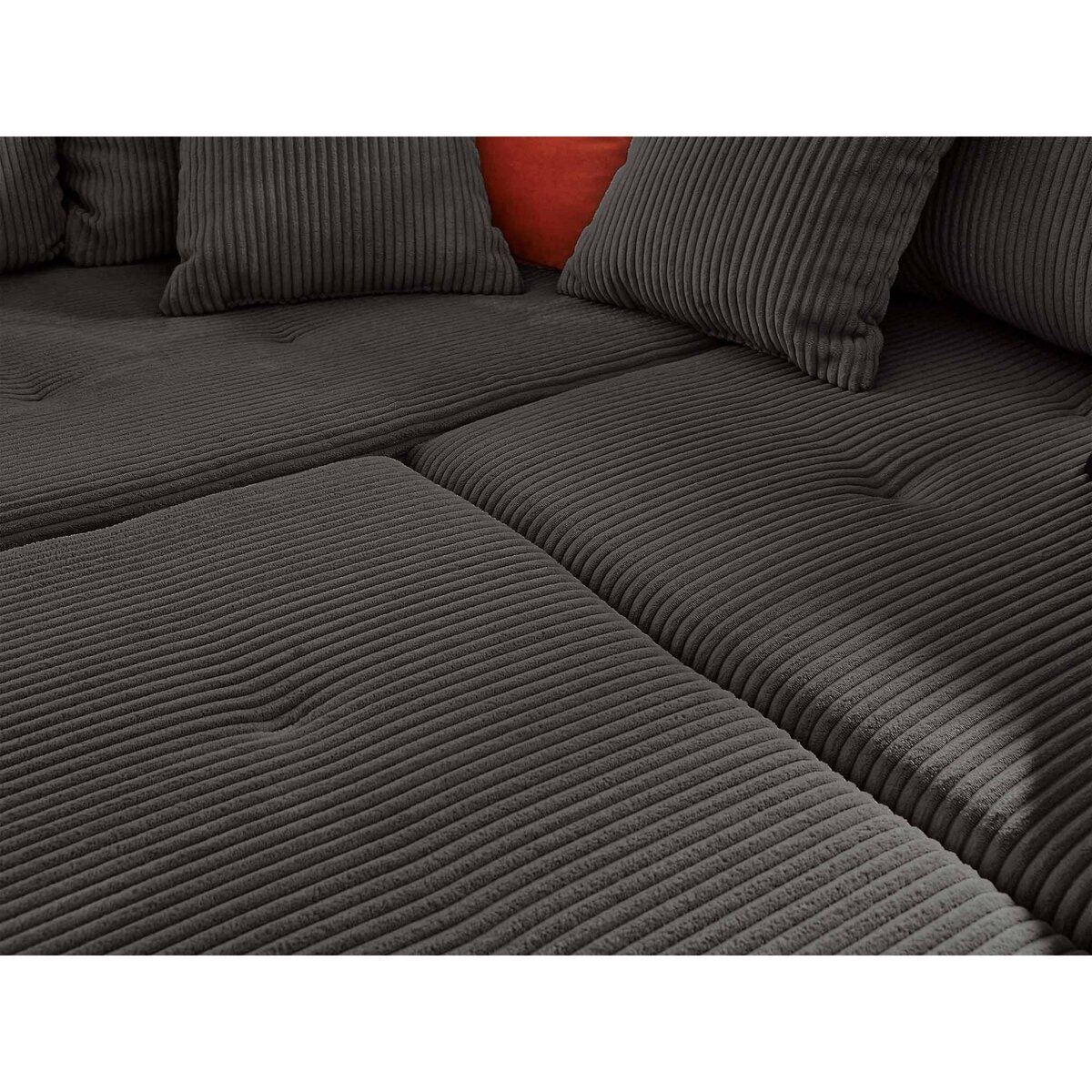 LISA DESIGN Rune - canapé panoramique d'angle gauche - 7 places - avec pouf d'appoint - en velours côtelé