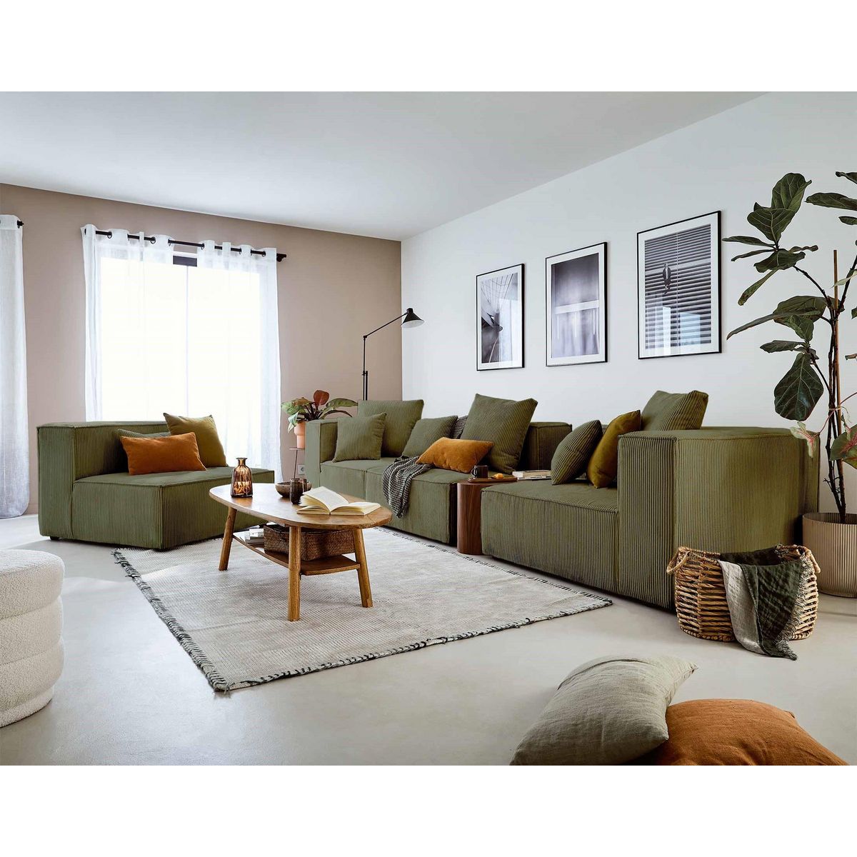 LISA DESIGN Colombine - module d'assise droit - en velours côtelé