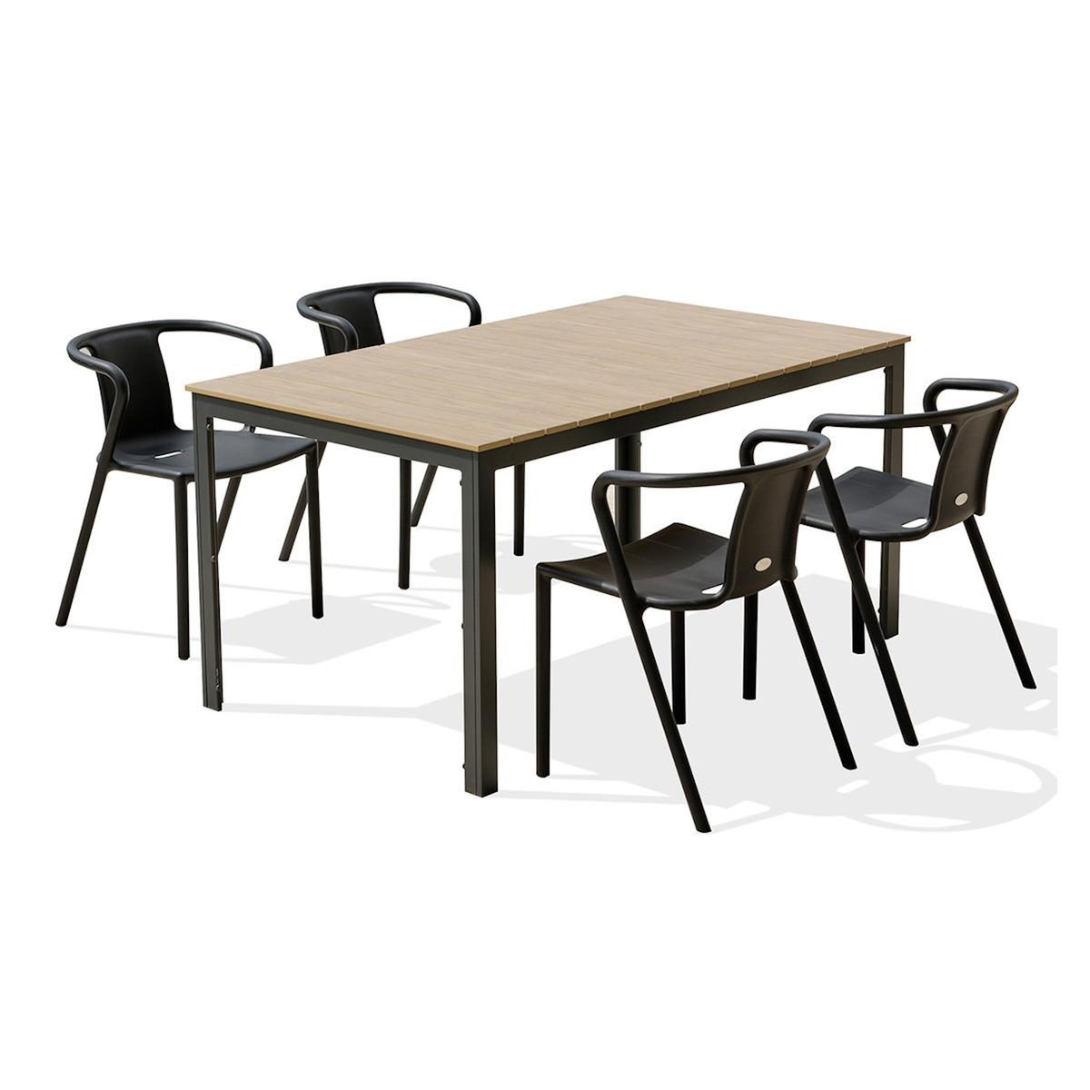 Paris Prix Ensemble Table de Jardin & 4 Fauteuils  Boston & Diego  150cm Gris Anthracite