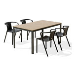Paris Prix Ensemble Table de Jardin & 4 Fauteuils  Boston & Diego  150cm Gris Anthracite