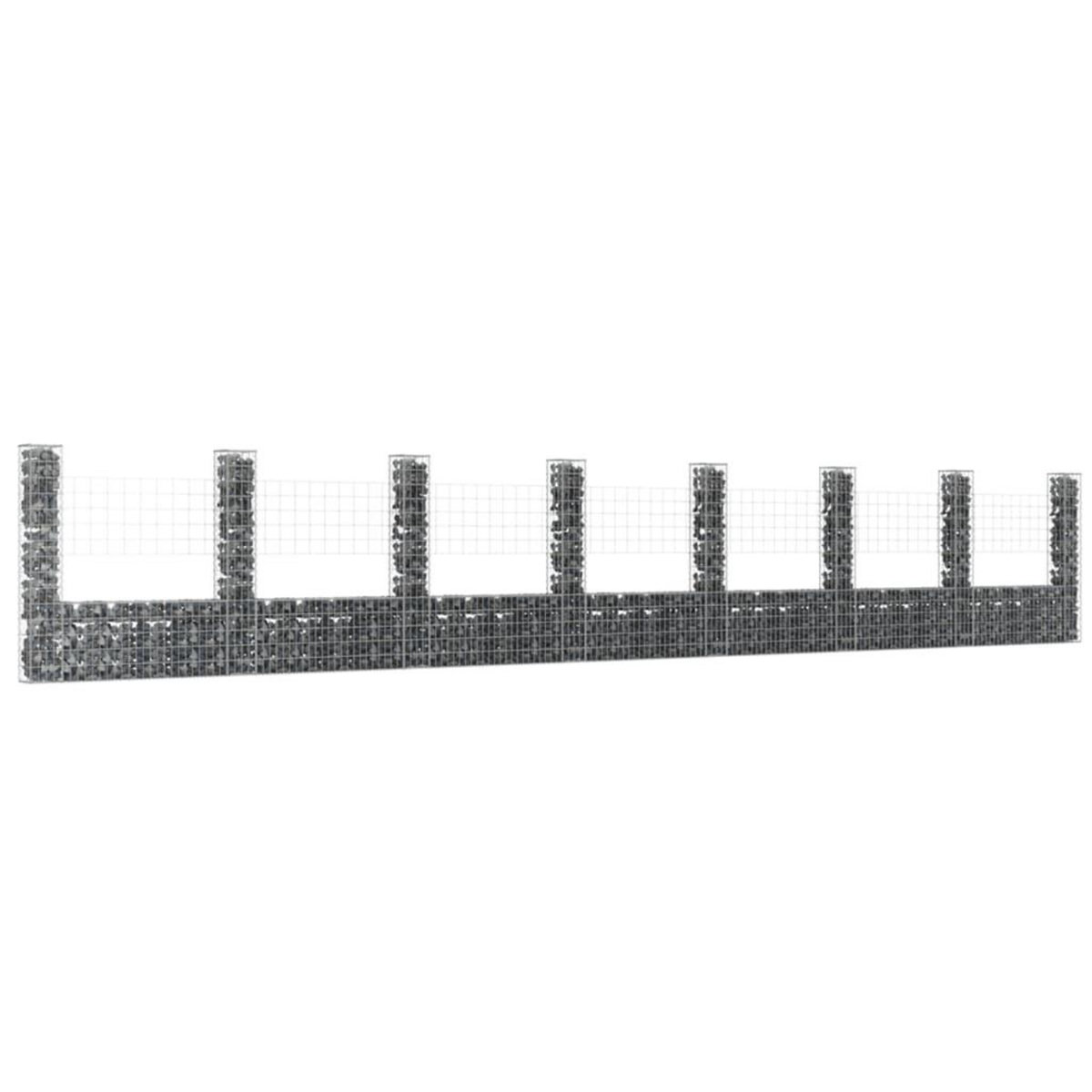 VIDAXL Panier de gabion en forme de U avec 8 poteaux Fer 860x20x150 cm