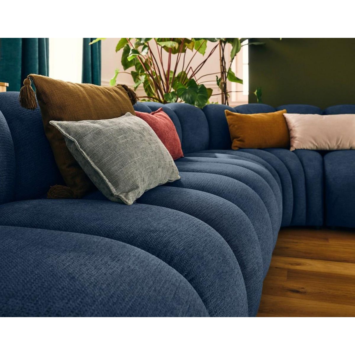 LISA DESIGN Debbie - canapé modulable d'angle gauche 5 places en tissu texturé