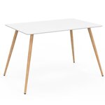 ID MARKET Table à manger scandinave rectangle SARA 6 personnes blanche 120 cm