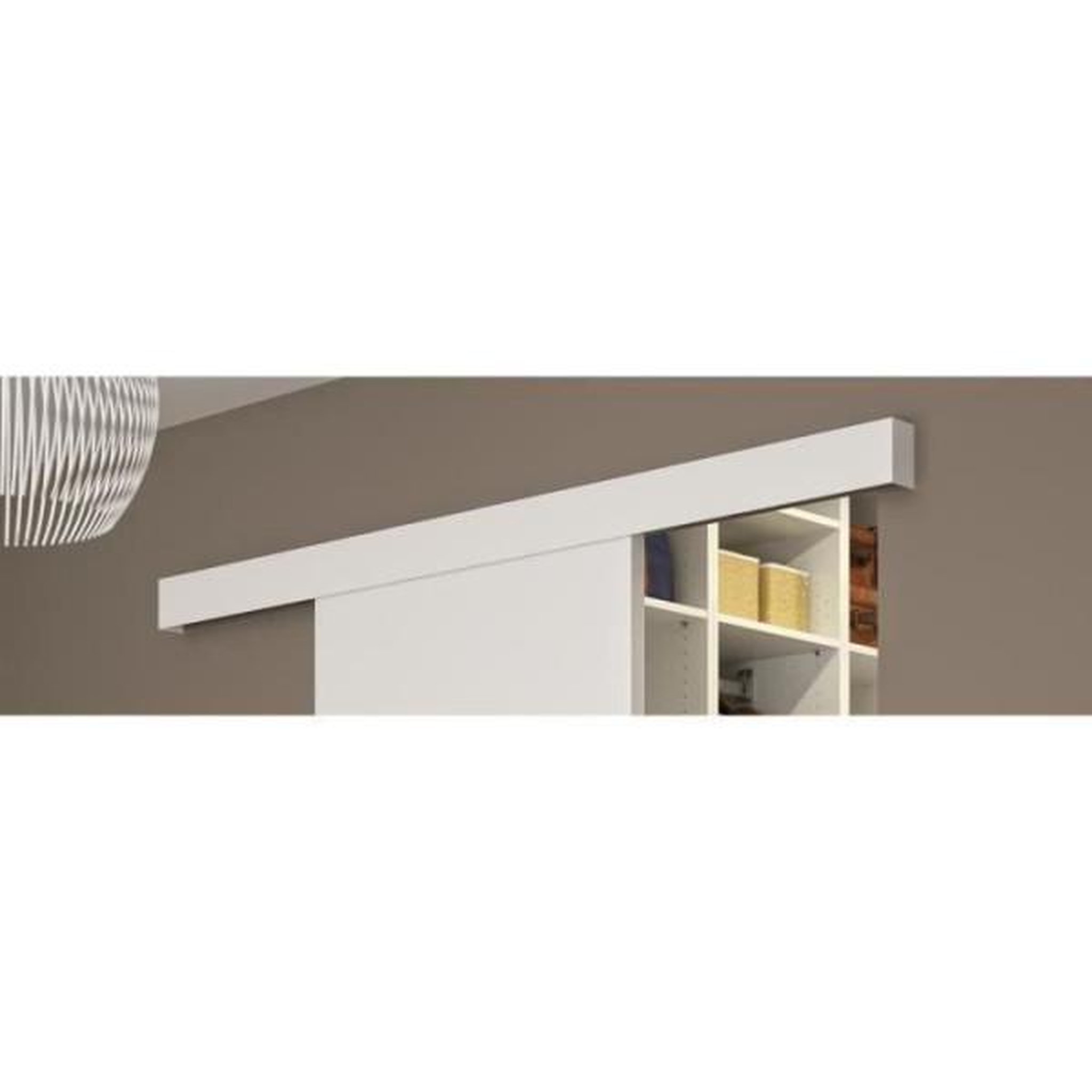 Voir la diapositive 3 : OPTIMUM Optimum - kit porte coulissante blanc + rail + bandeau blanc - h 204 x l 93 x p 4 cm