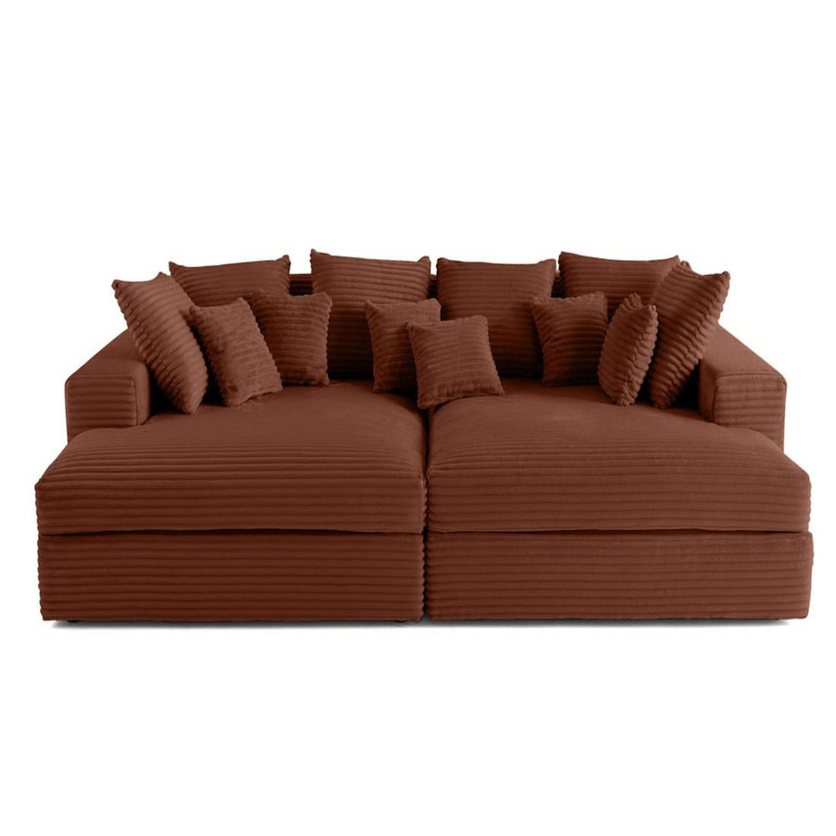 LISA DESIGN Collins - canapé droit 4 places avec double méridienne - assise profonde - velours côtelé grosses côtes
