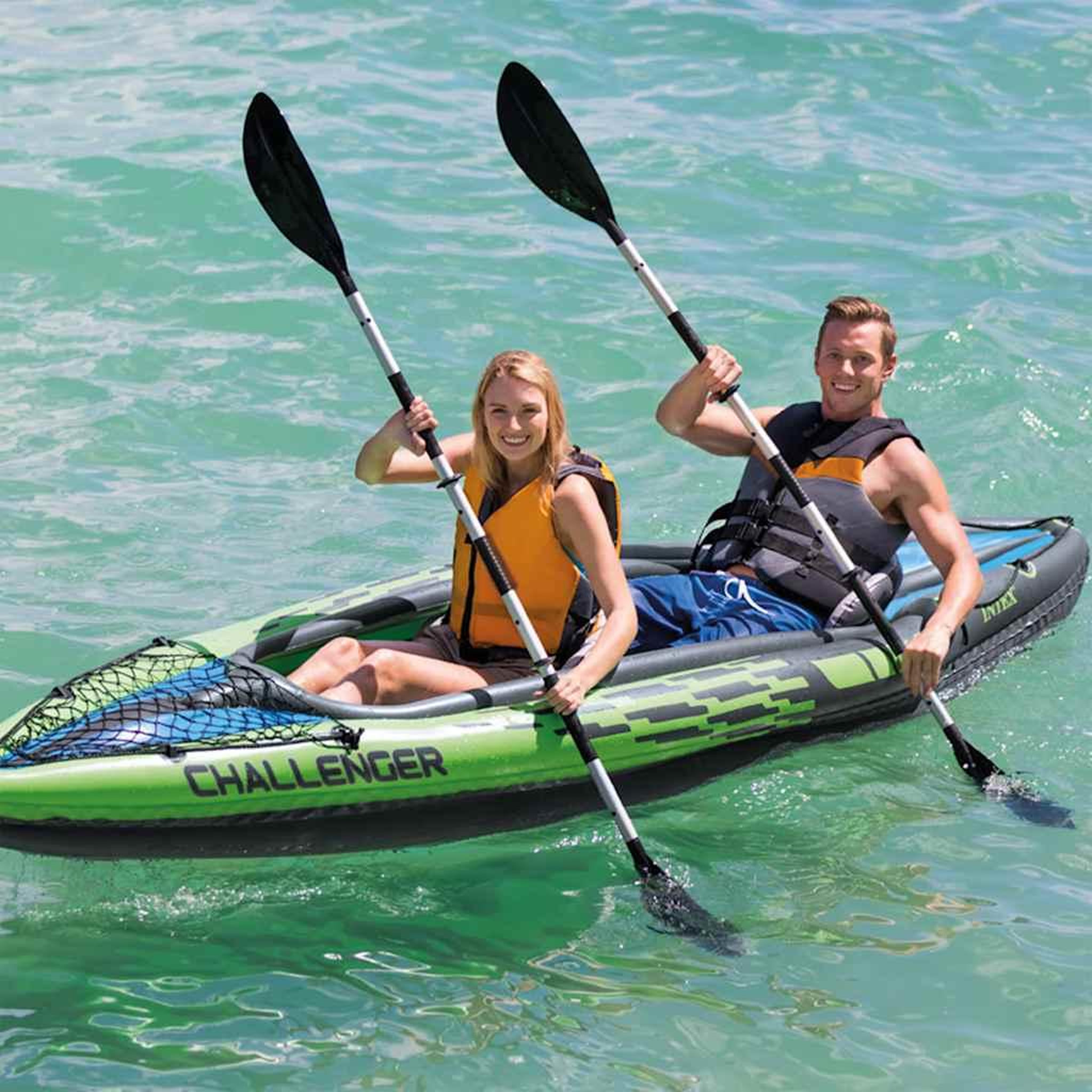 Voir la diapositive 2 : INTEX Kayak 2 Personnes  Challenger  351cm Vert & Bleu