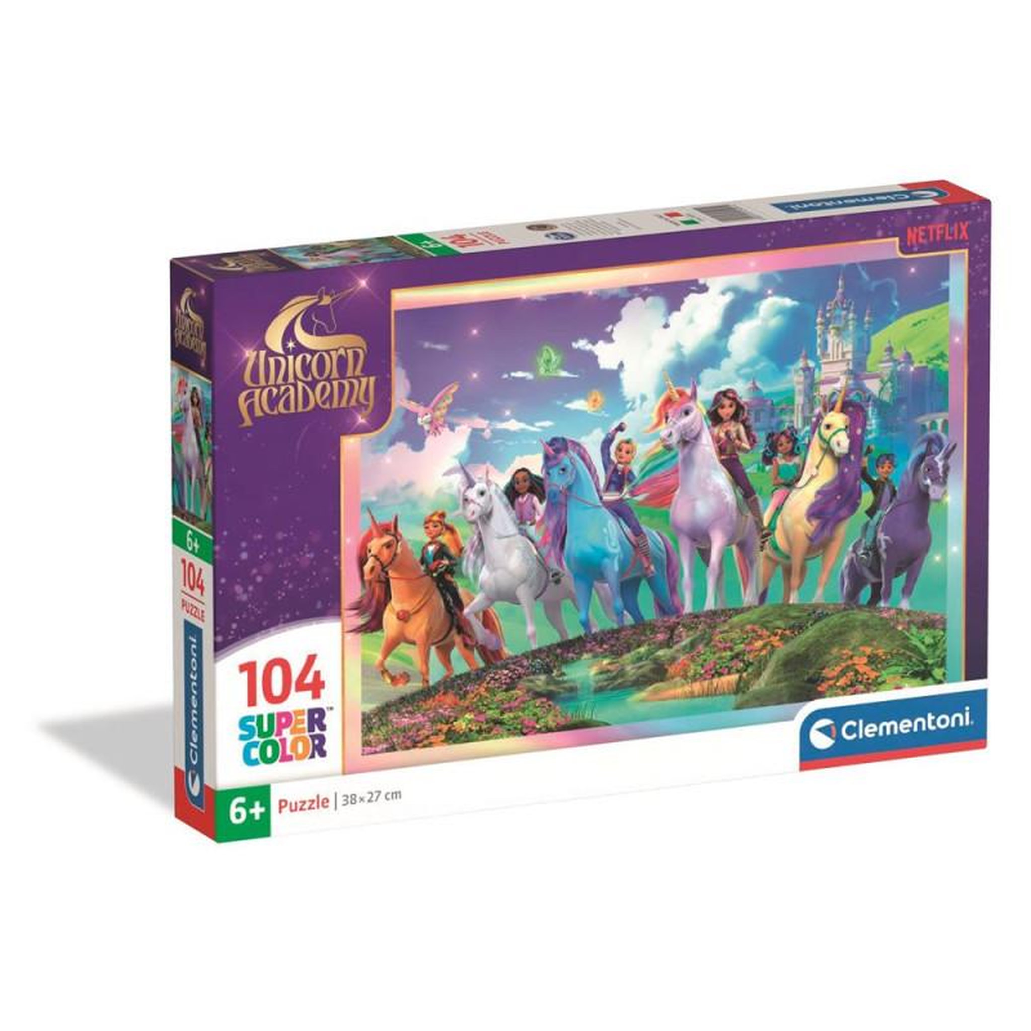 CLEMENTONI Puzzle 104 pièces Unicorn Academy – Univers licorne magique – Puzzle enfant – Dès 6 ans – Clementoni
