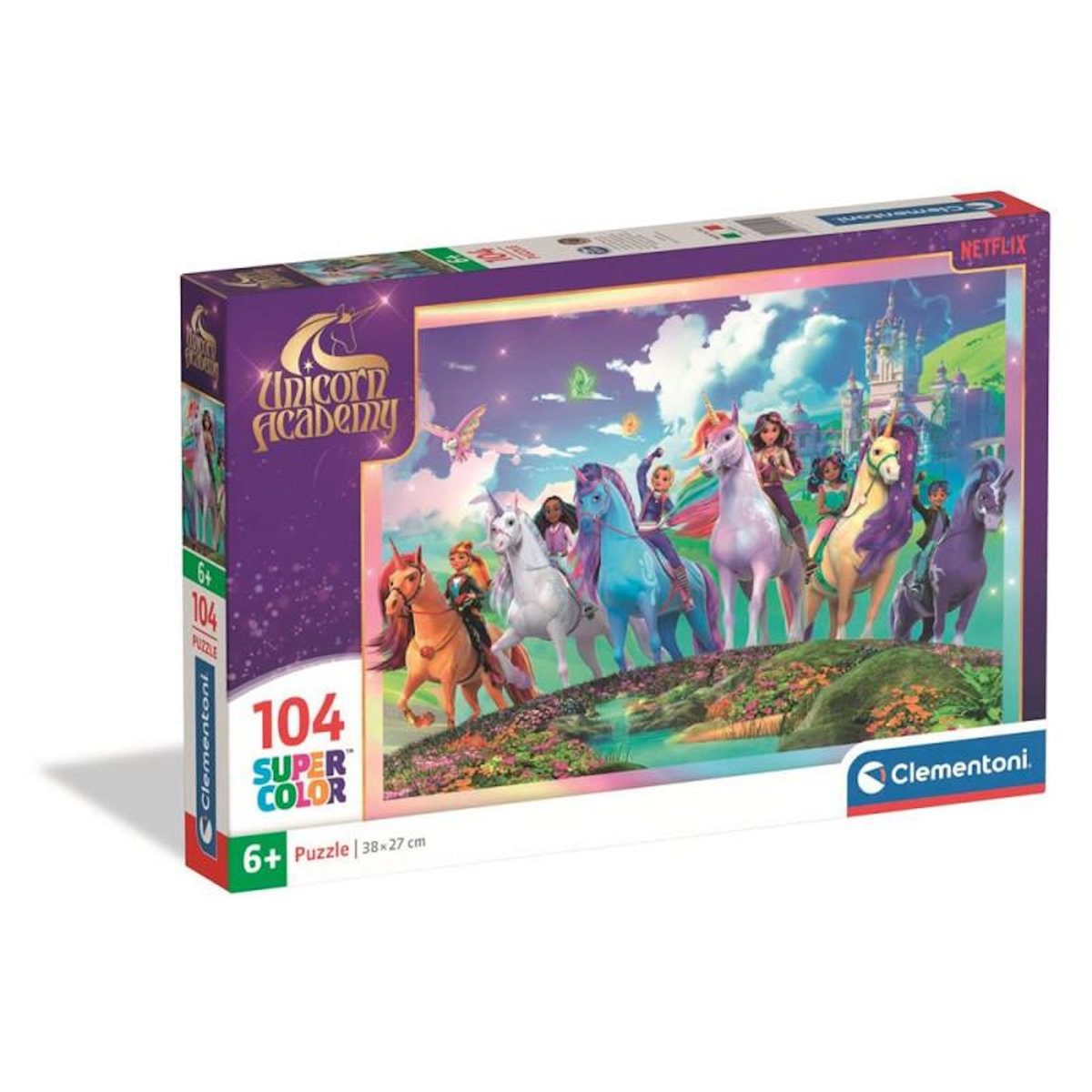 CLEMENTONI Puzzle 104 pièces Unicorn Academy – Univers licorne magique – Puzzle enfant – Dès 6 ans – Clementoni