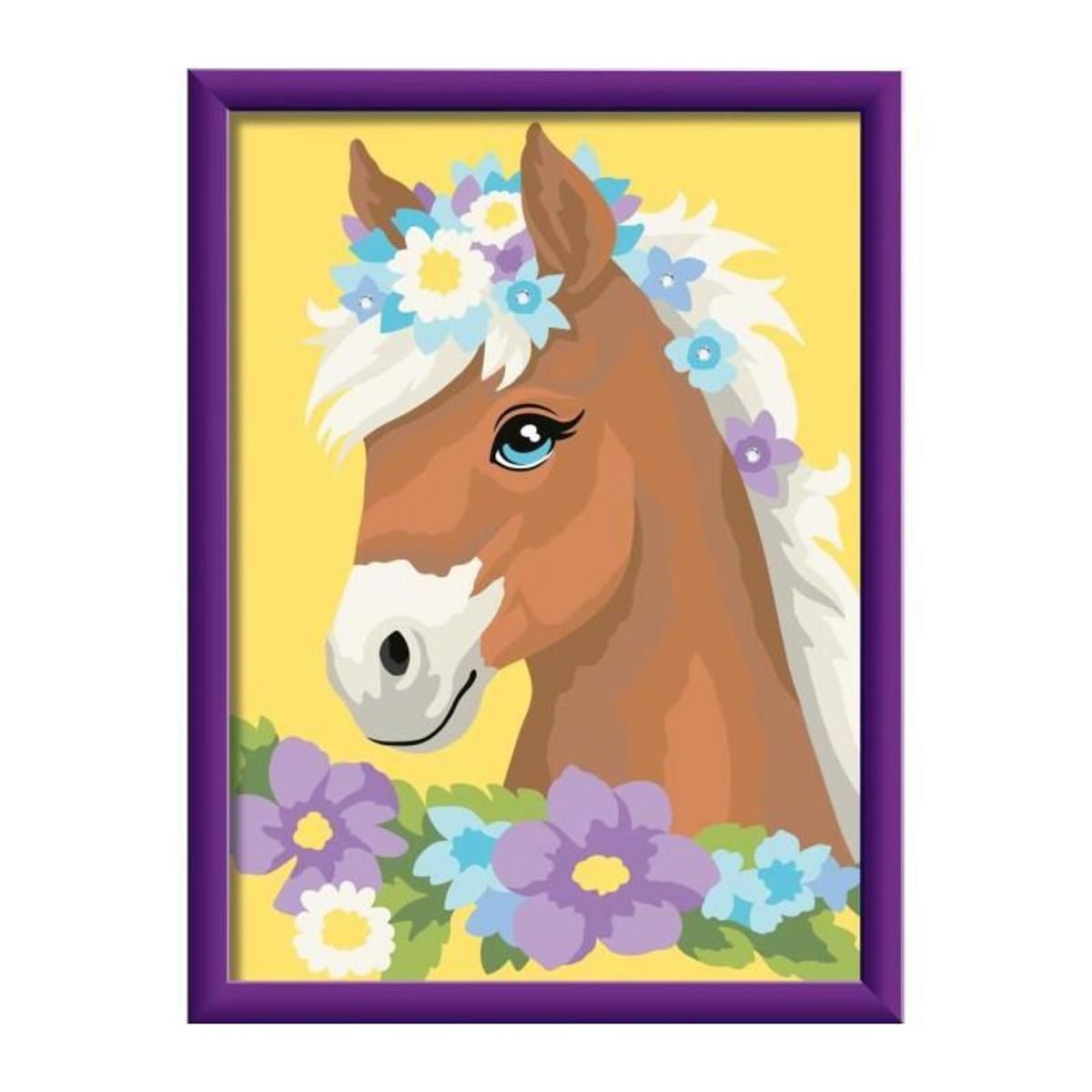 RAVENSBURGER CreArt Kids 18x24cm Cheval fleuri, Kit de peinture par numéros Numéro d'Art, Des 7 ans, 25906, Ravensburger