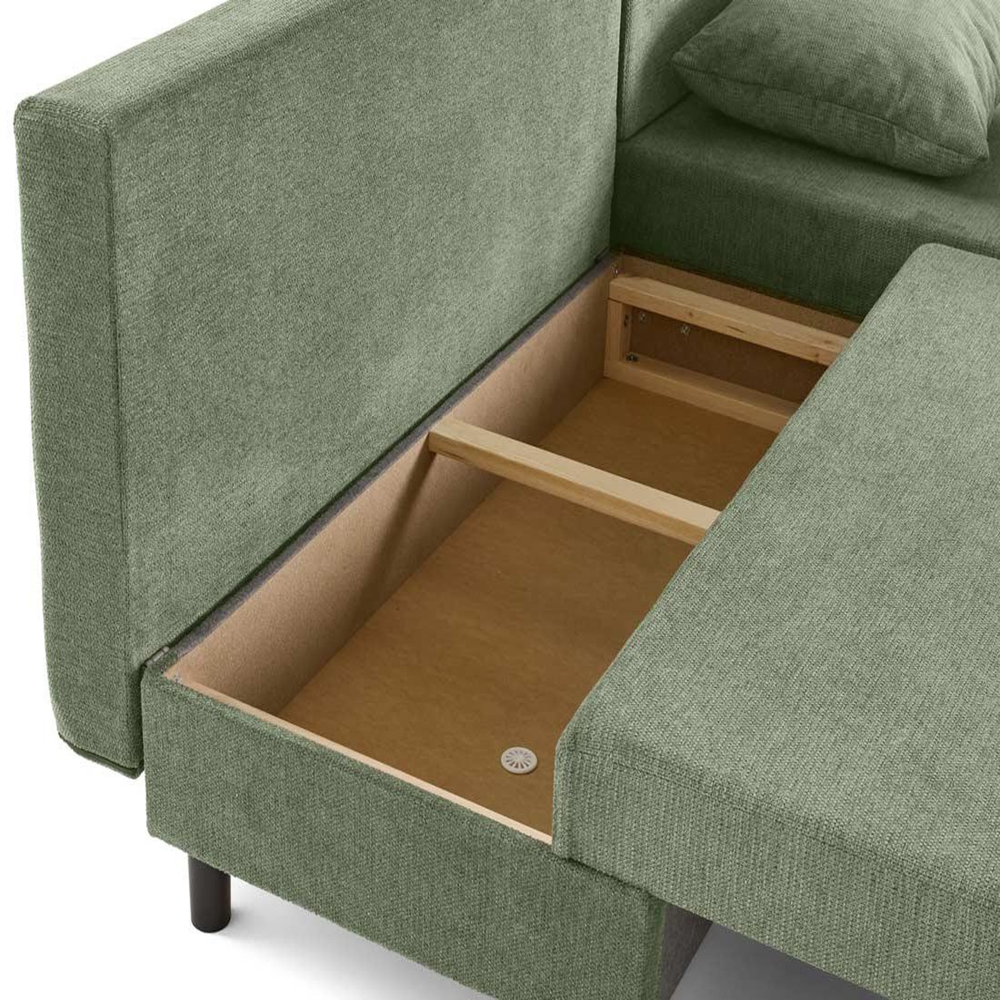 Voir la diapositive 4 : BEST MOBILIER Gloria - canapé d'angle réversible 4 places convertible avec coffre en tissu texturé