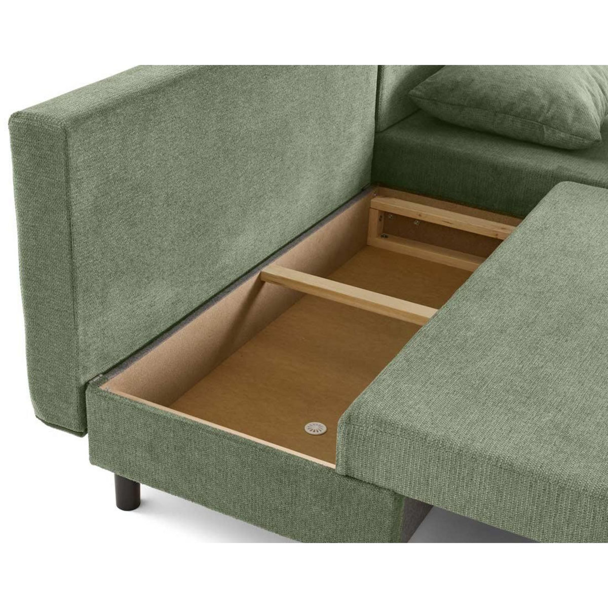 BEST MOBILIER Gloria - canapé d'angle réversible 4 places convertible avec coffre en tissu texturé