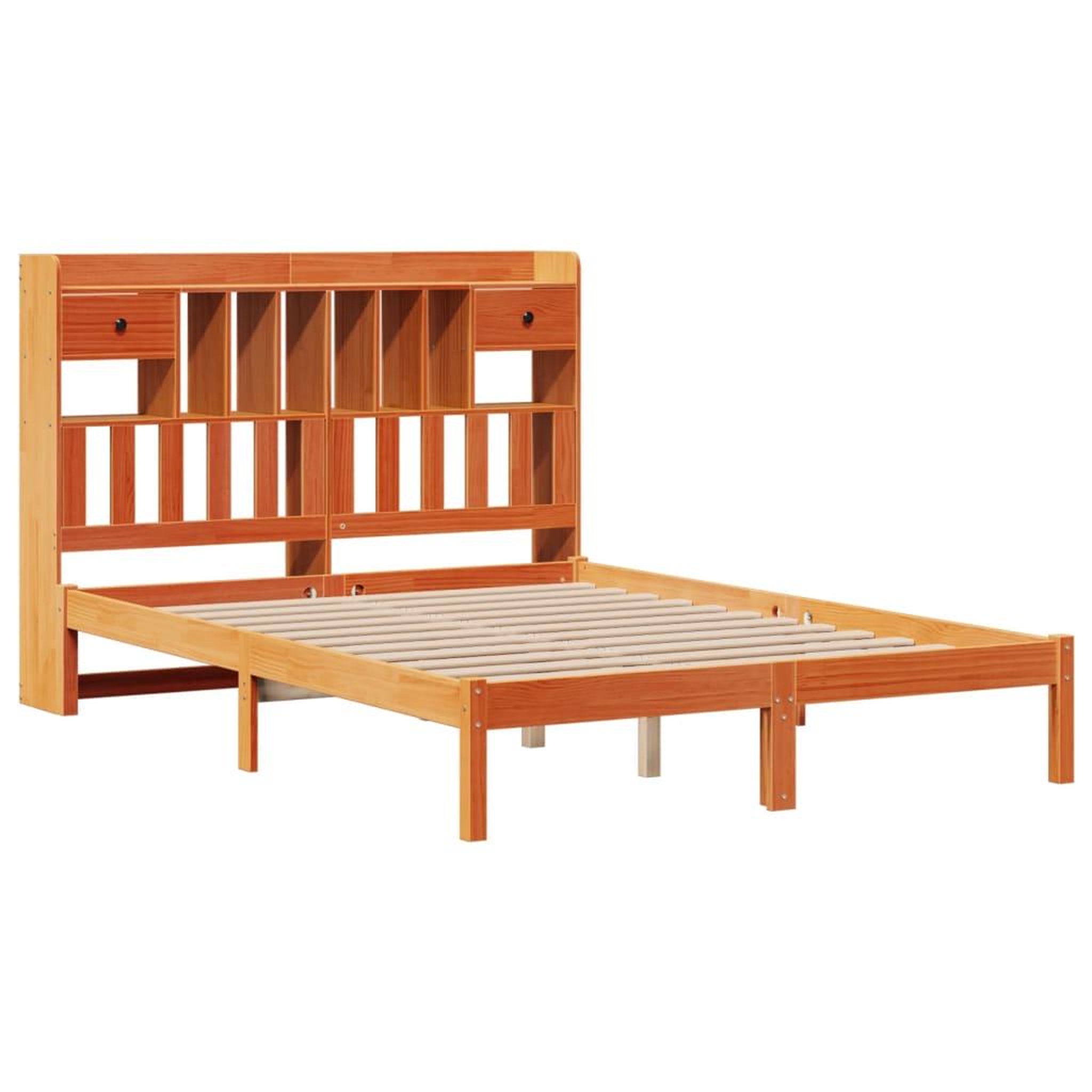 Voir la diapositive 3 : VIDAXL Lit bibliotheque sans matelas cire marron 150x200 cm pin massif