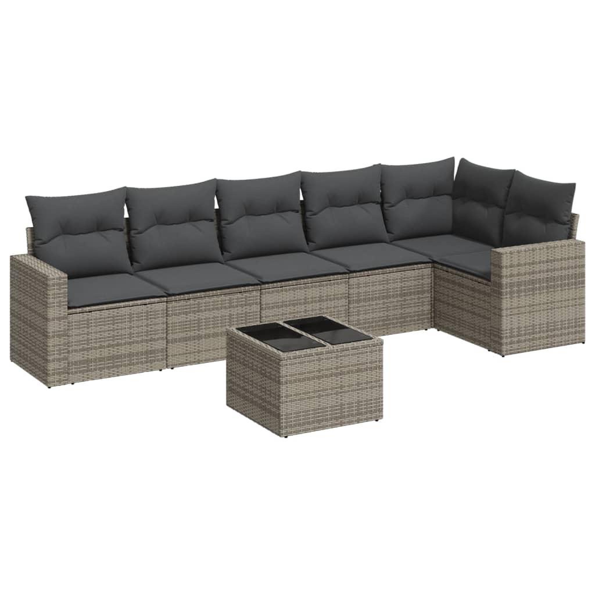 Voir la diapositive 2 : VIDAXL Salon de jardin avec coussins 7 pcs gris resine tressee