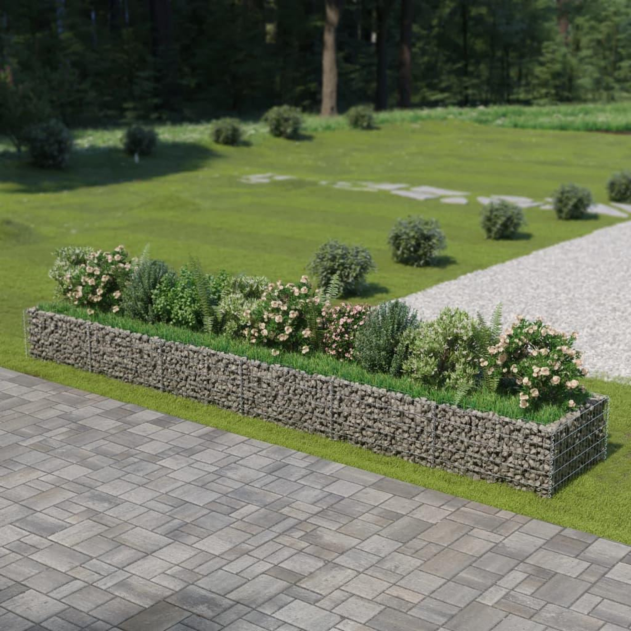 Voir la diapositive 1 : VIDAXL Lit sureleve a gabion Acier galvanise 540x90x50 cm