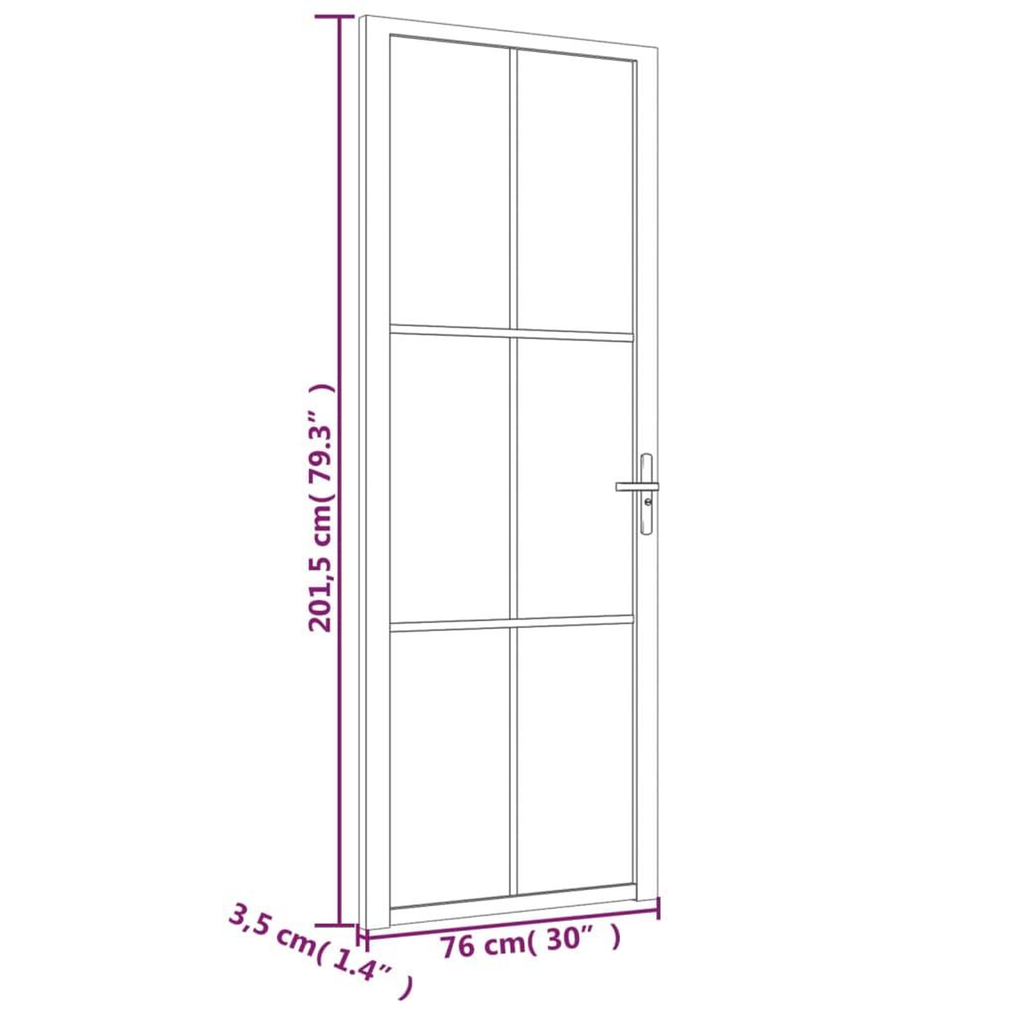 Voir la diapositive 6 : VIDAXL Porte interieure 76x201,5 cm Blanc Verre mat et aluminium