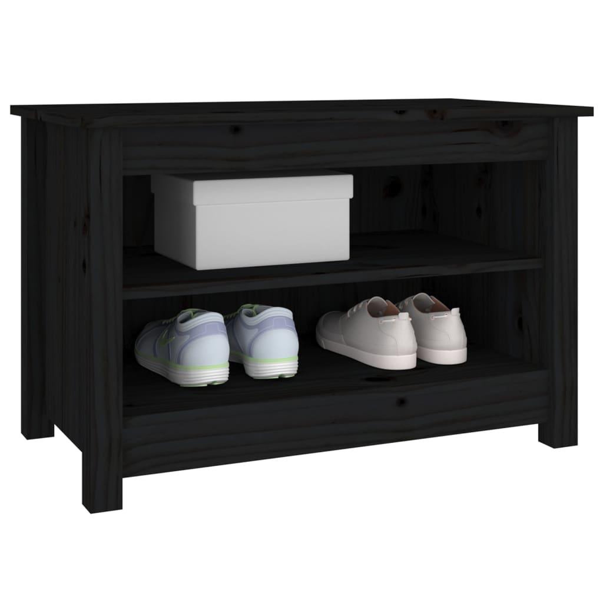 Voir la diapositive 5 : VIDAXL Banc a chaussures Noir 70x38x45,5 cm Bois de pin massif