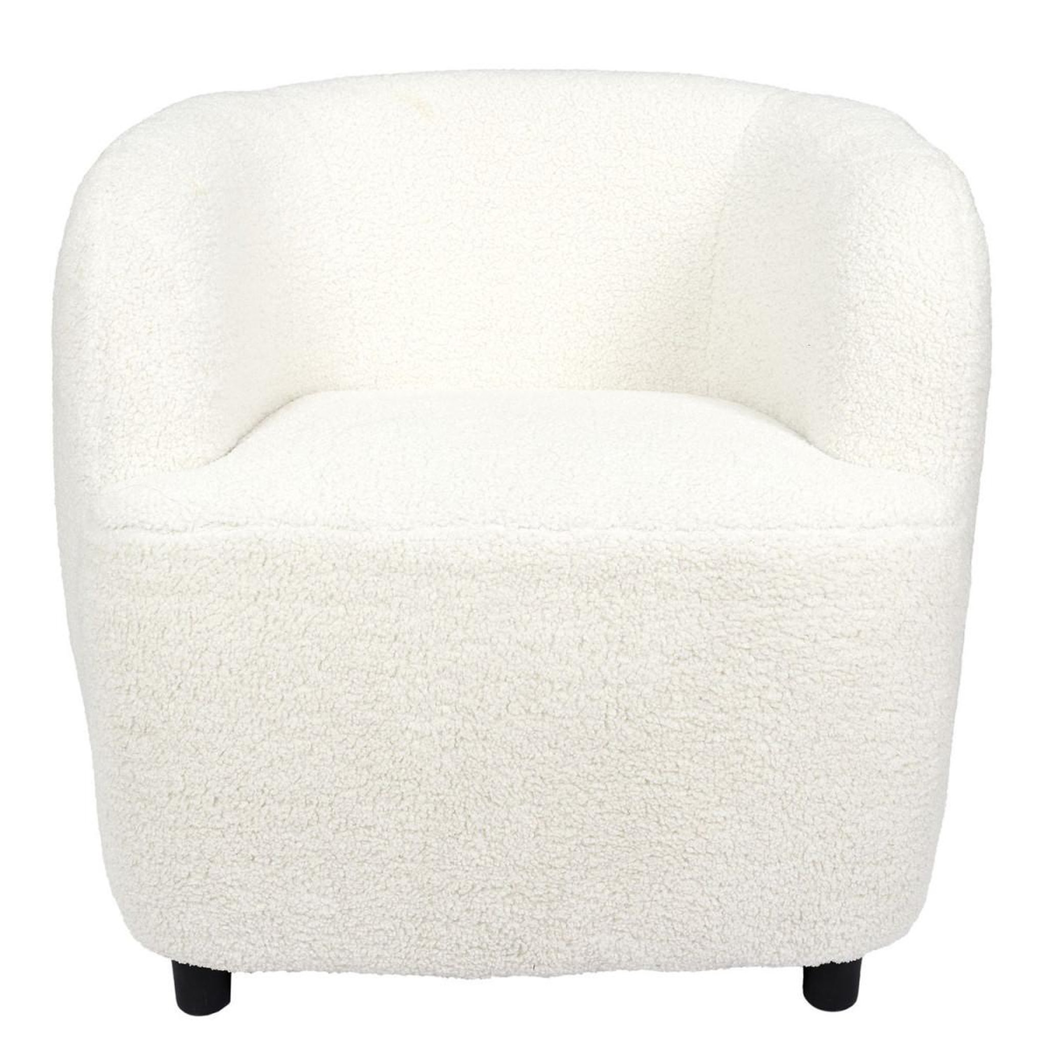 Voir la diapositive 2 : The Home Deco Factory Fauteuil design bouclette  shirley  77cm blanc